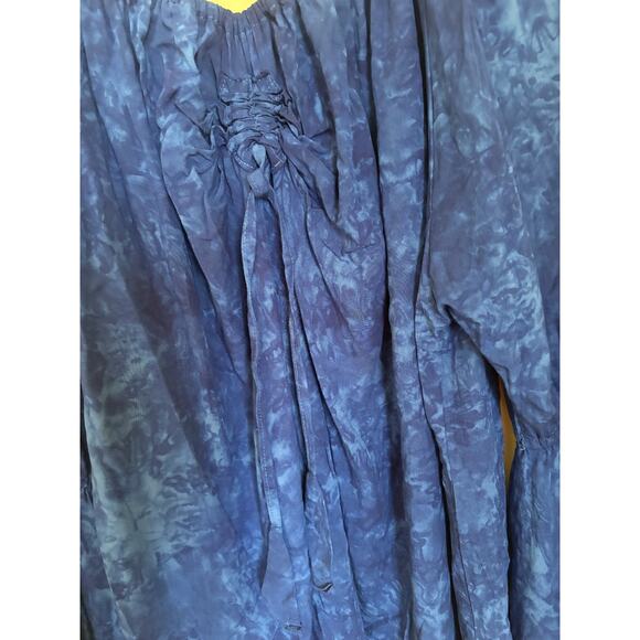 Lost Island Trading L/XL Blue Blouse Medieval Cosplay Renaissance Tie Dye - Picture 3 of 6